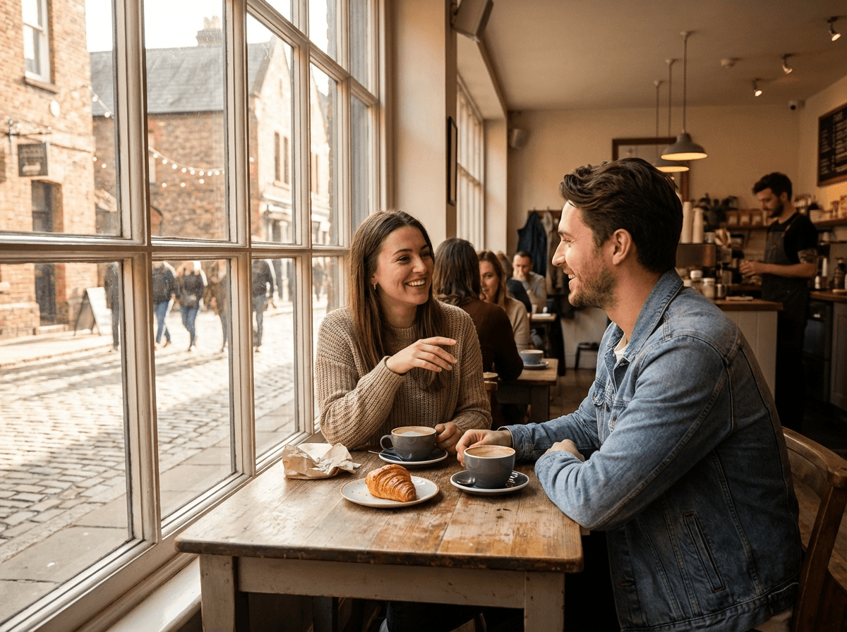 Person speaking naturally in conversation
